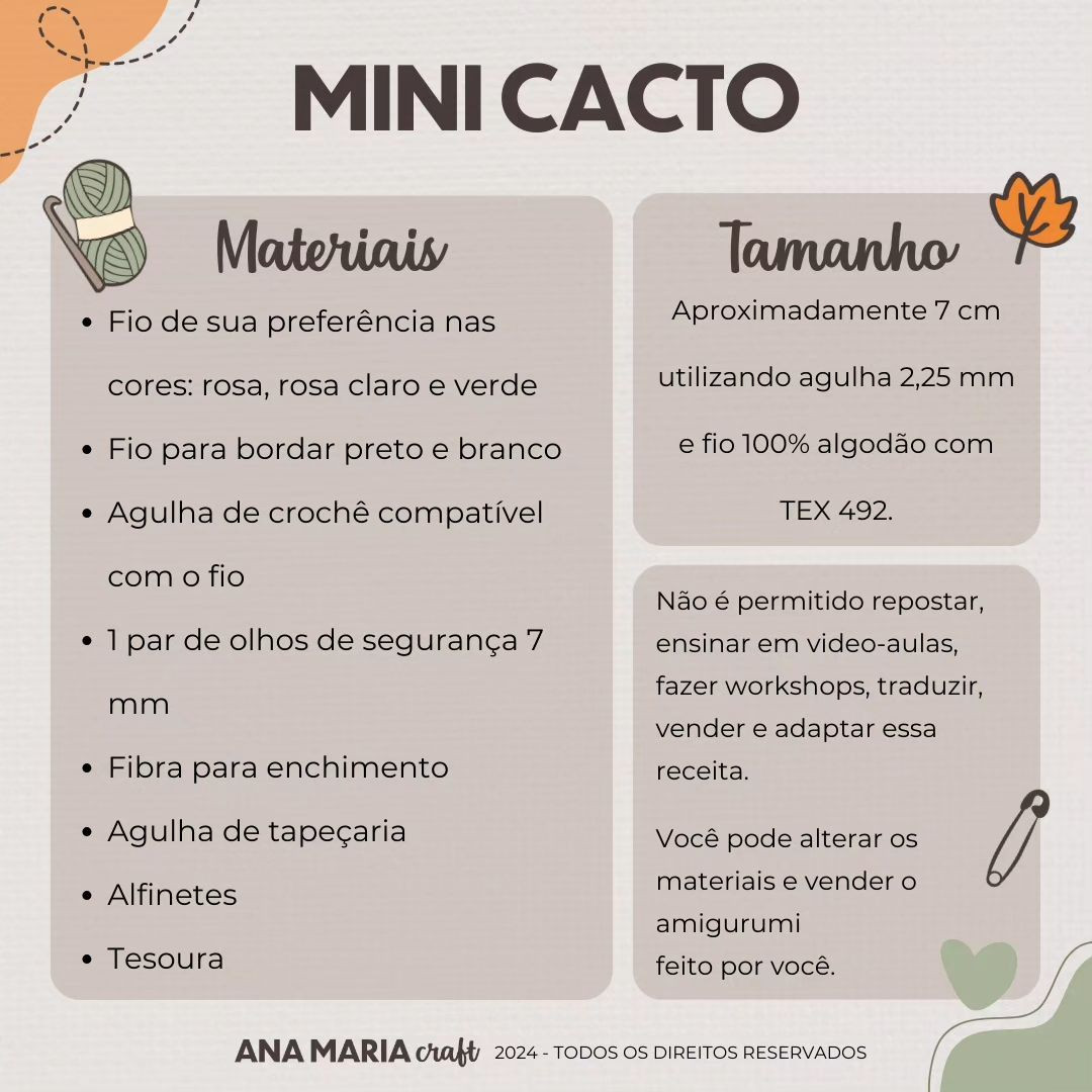 Grátis: Mini Cacto Amigurumi em Crochê