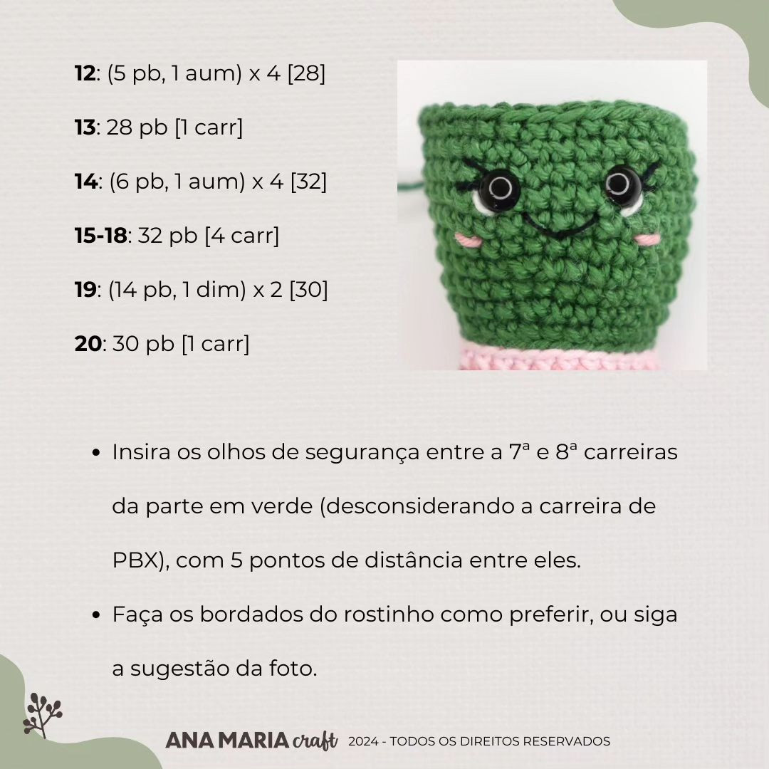 Grátis: Mini Cacto Amigurumi em Crochê