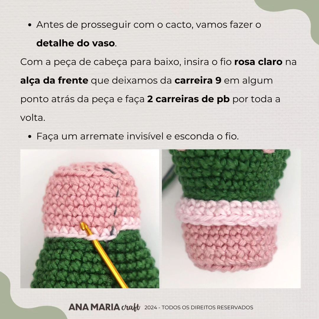 Grátis: Mini Cacto Amigurumi em Crochê