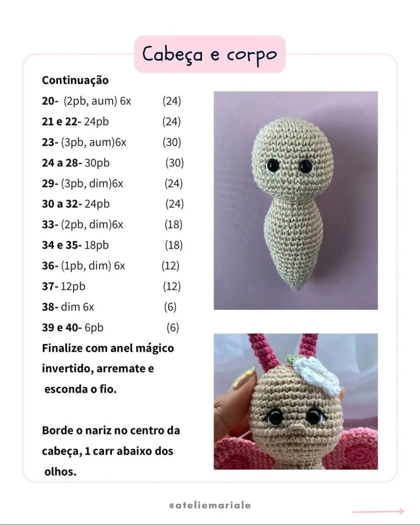 Grátis: Padrão Amigurumi Borboleta Slim