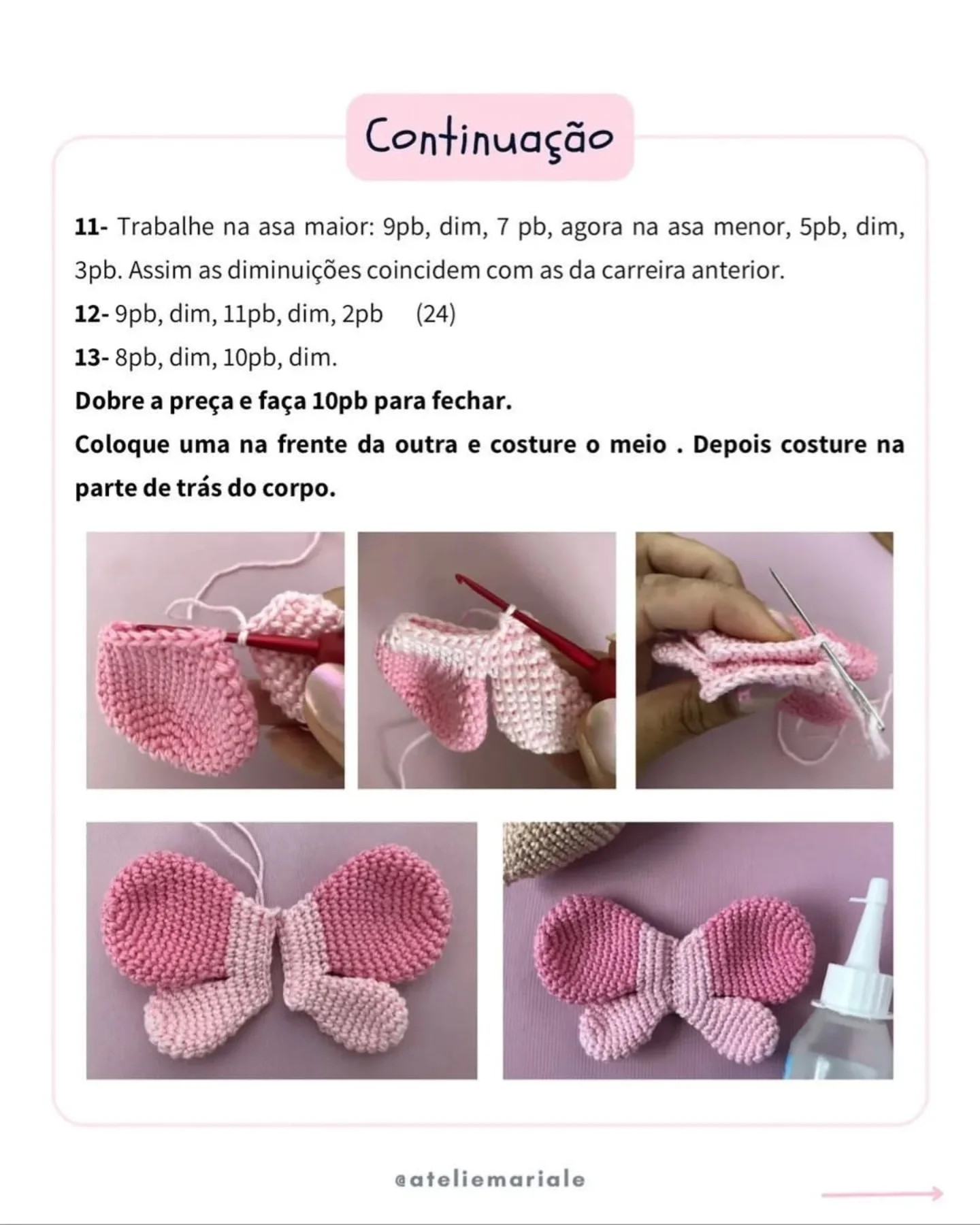 Grátis: Padrão Amigurumi Borboleta Slim