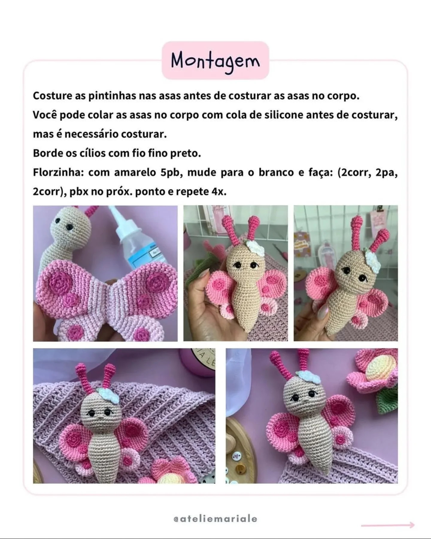 Grátis: Padrão Amigurumi Borboleta Slim
