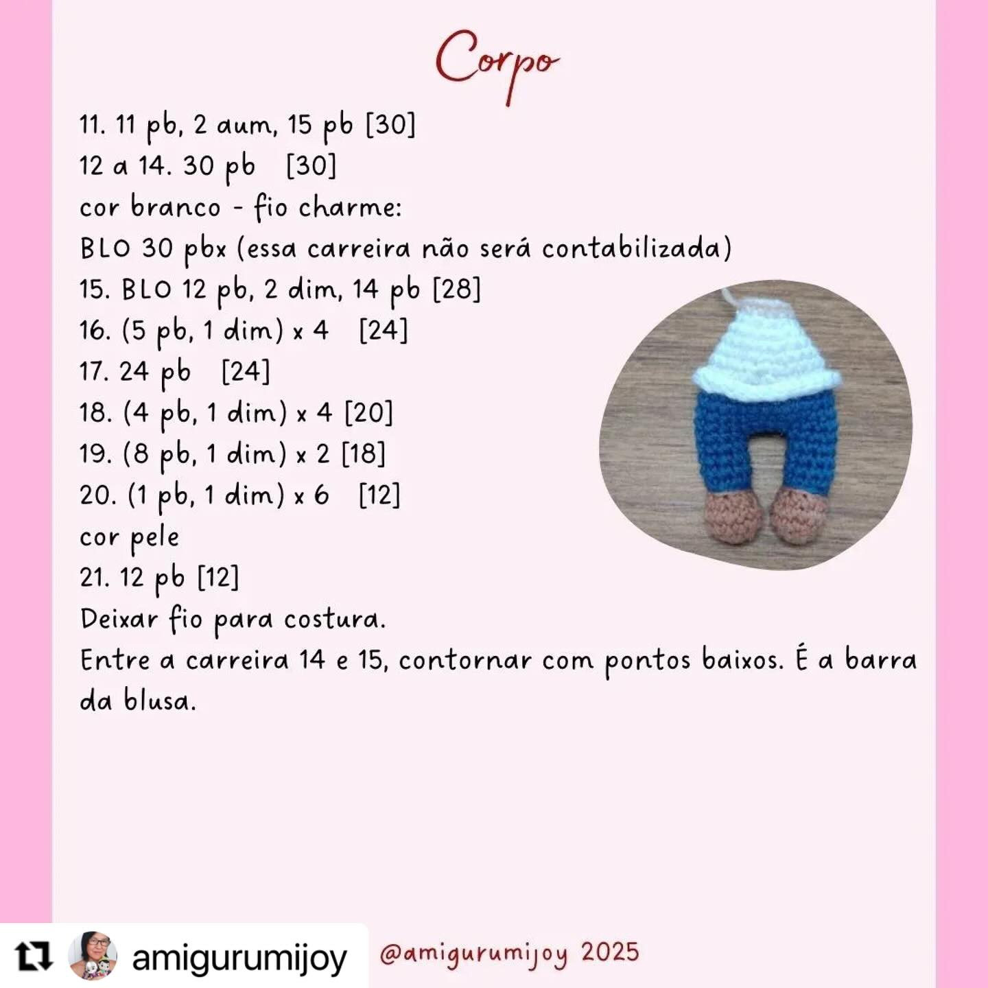 Grátis: Padrão amigurumi coelhinha fofa