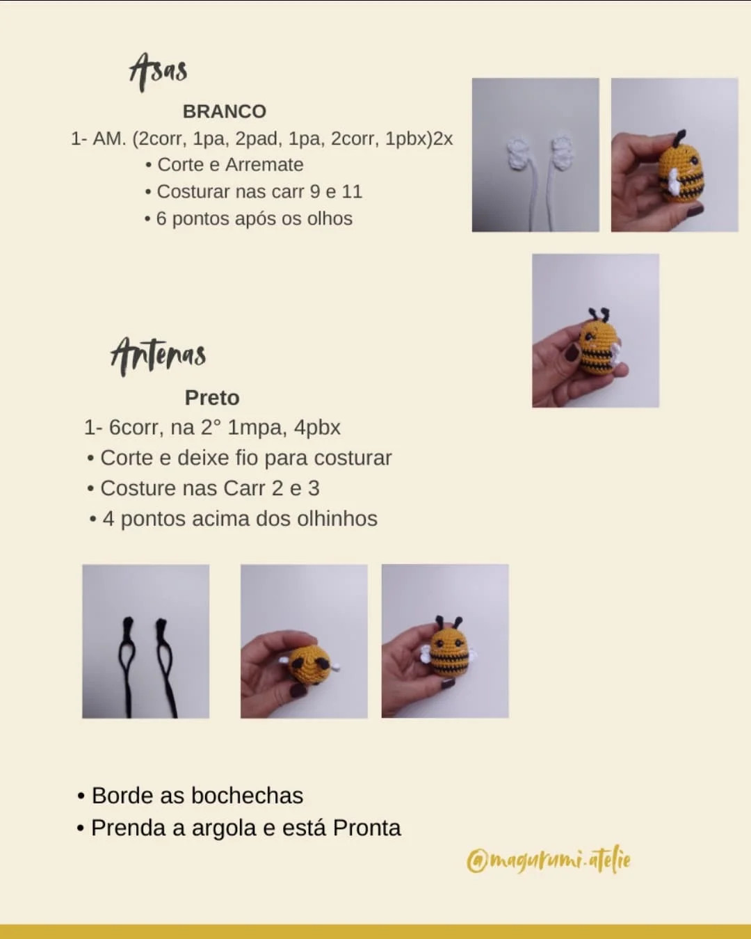 Grátis: Padrão amigurumi de abelhinha