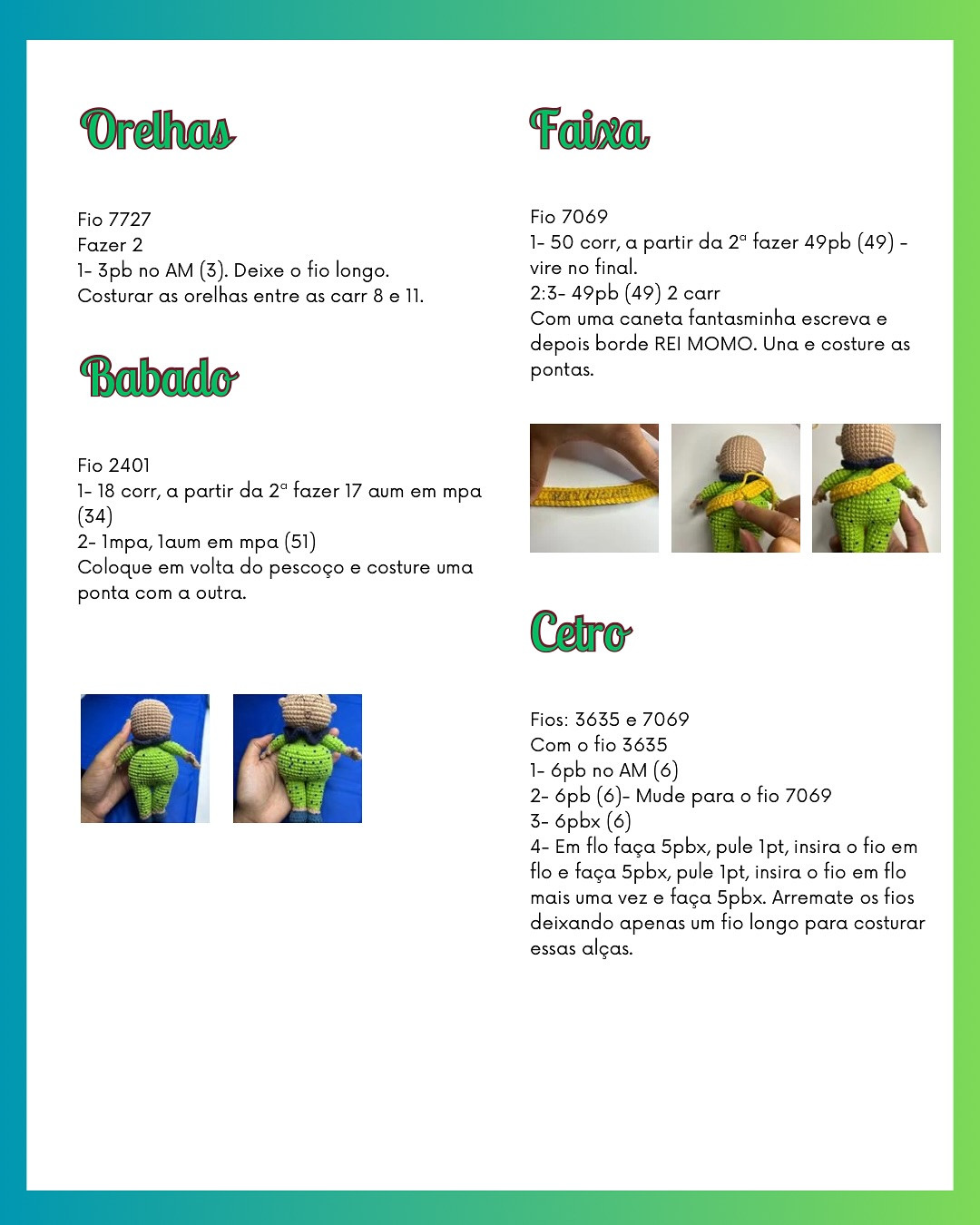 Grátis: Padrão amigurumi de Rei Momo para crochê