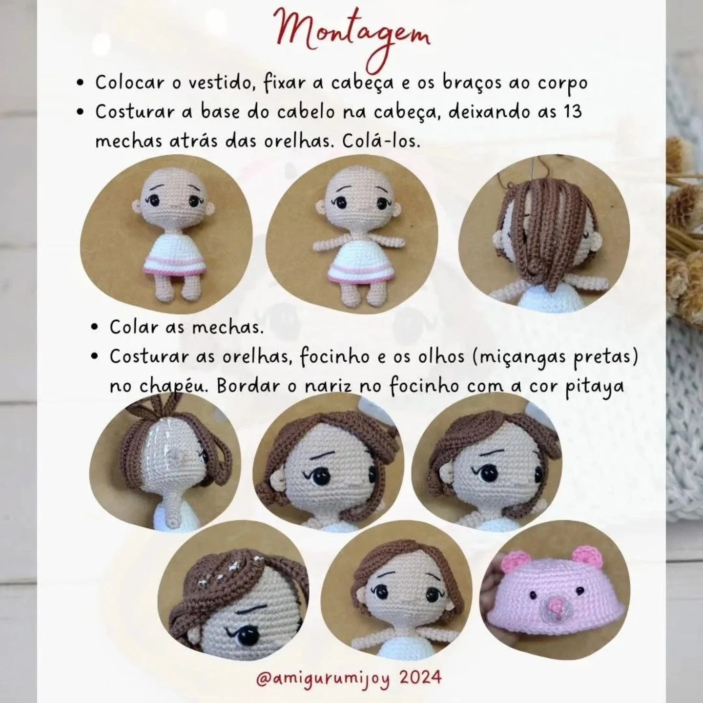 Grátis: Padrão Amigurumi de uma linda Menina