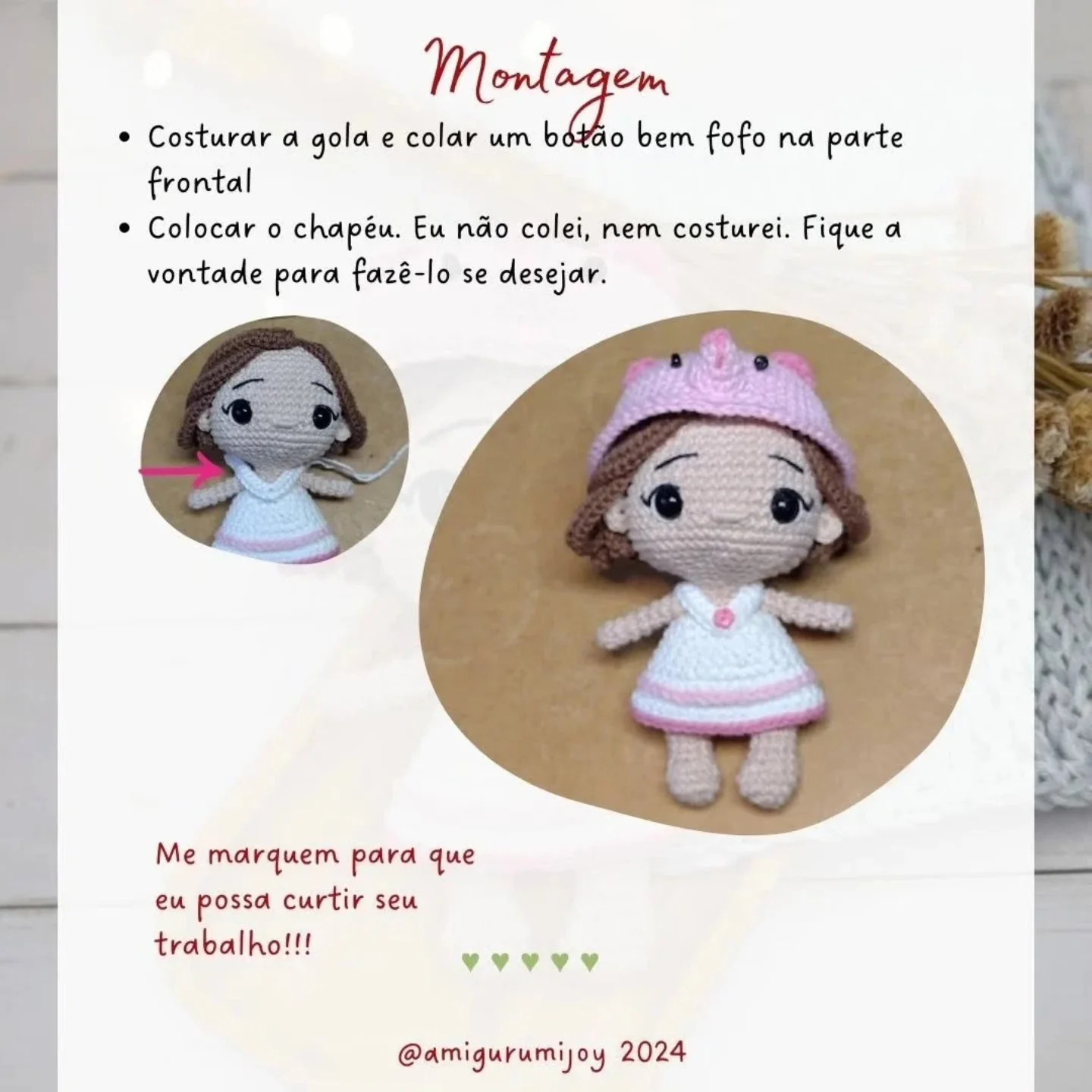 Grátis: Padrão Amigurumi de uma linda Menina