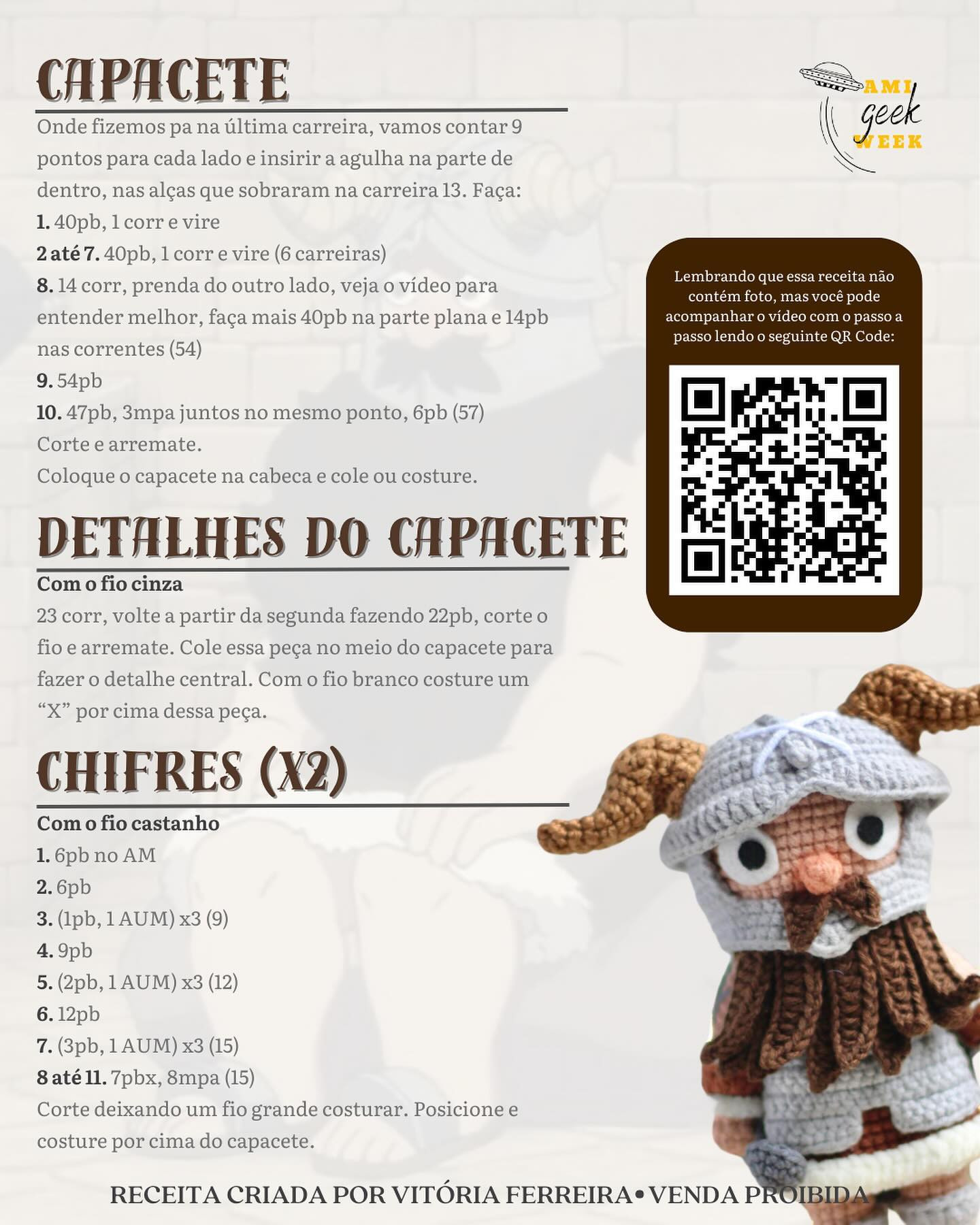 Grátis! Padrão Amigurumi Senshi Guerreiro