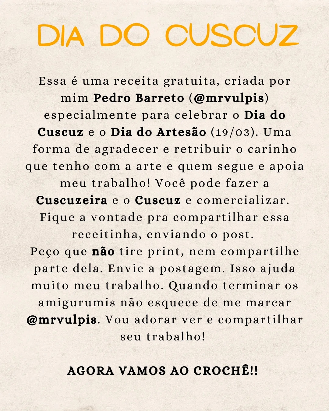 Grátis: Padrão de amigurumi Cuscuz