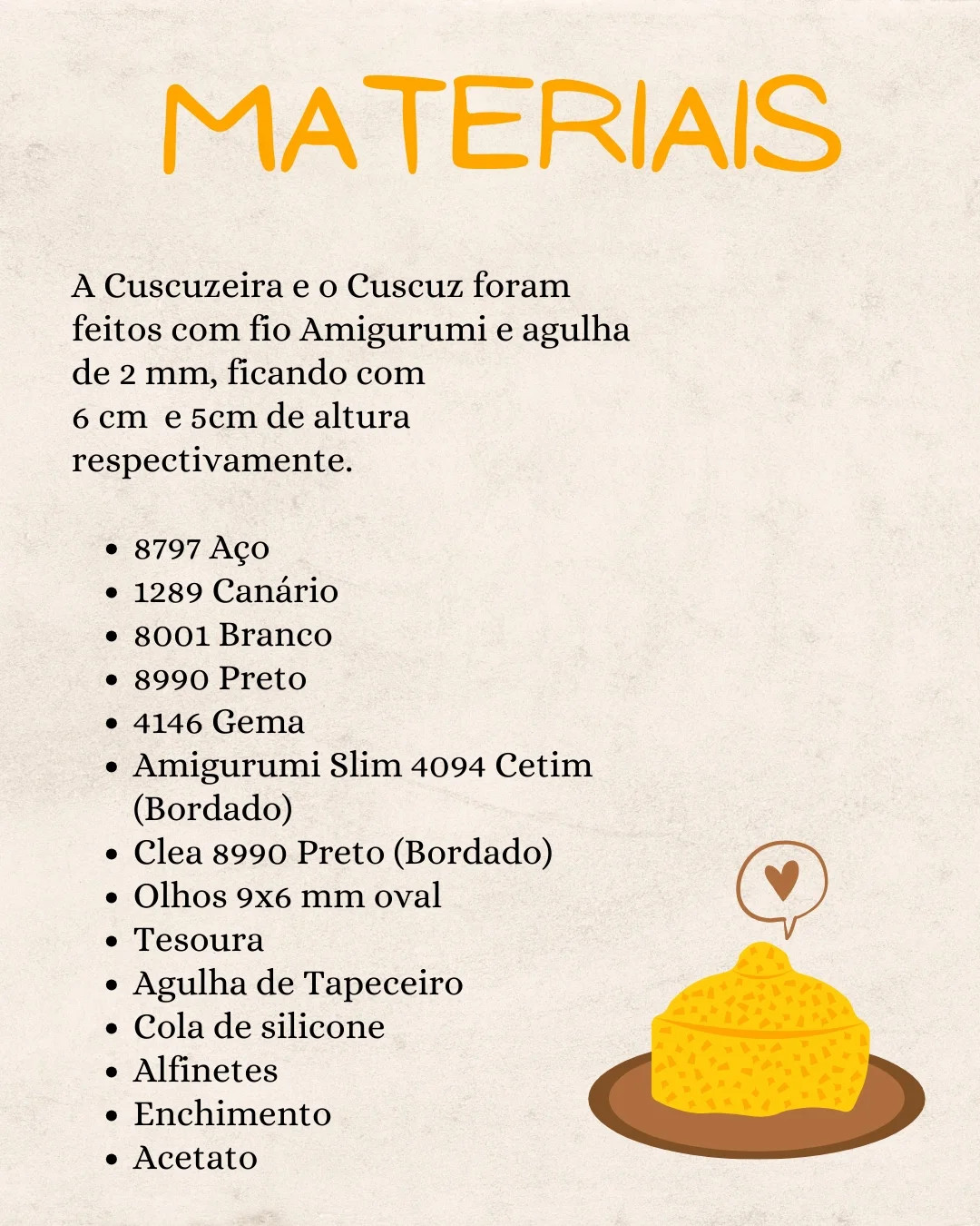 Grátis: Padrão de amigurumi Cuscuz