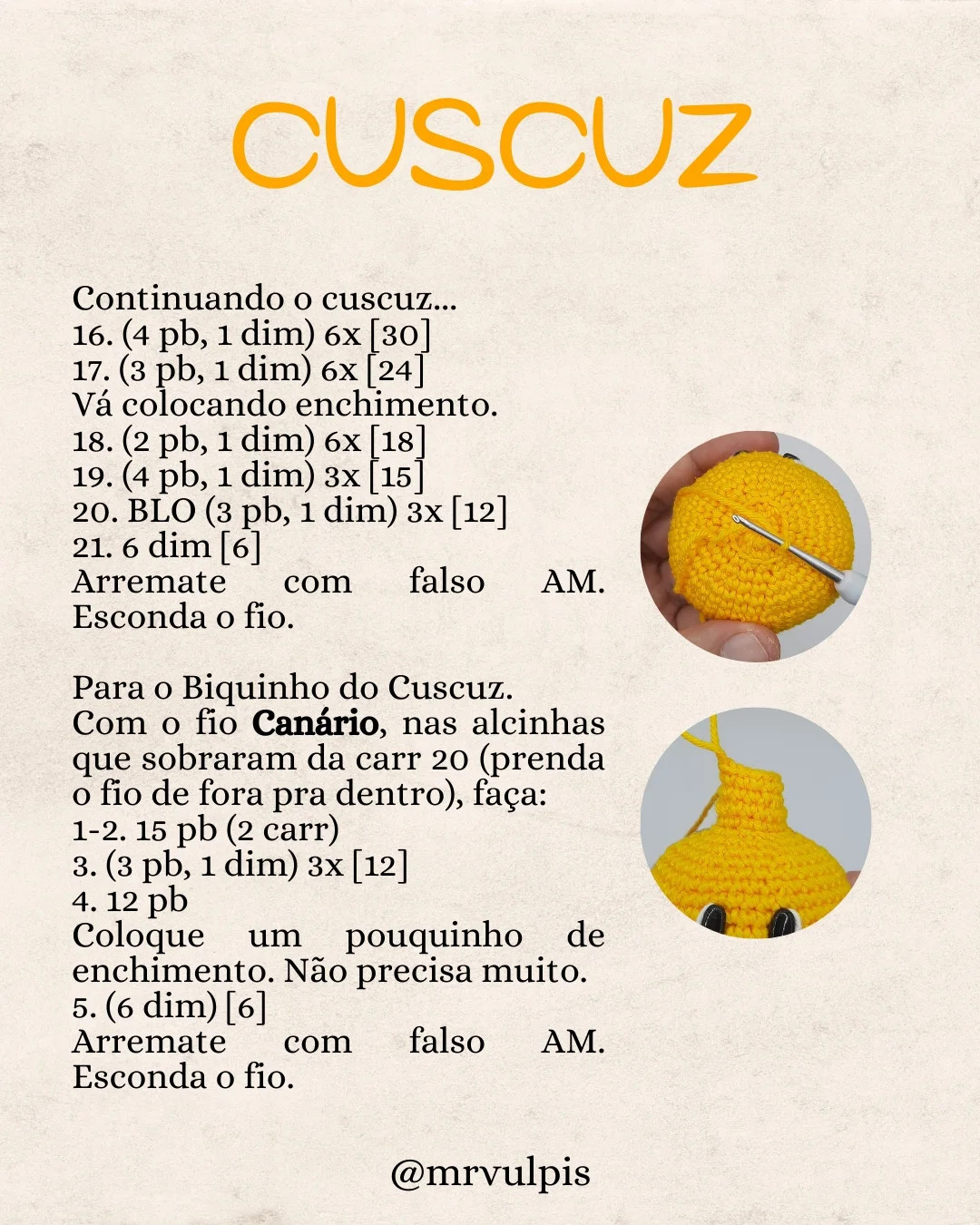 Grátis: Padrão de amigurumi Cuscuz