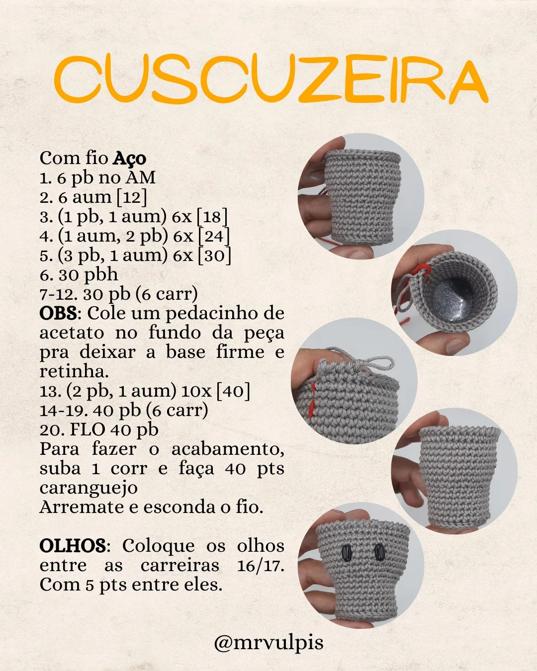Grátis: Padrão de amigurumi Cuscuz
