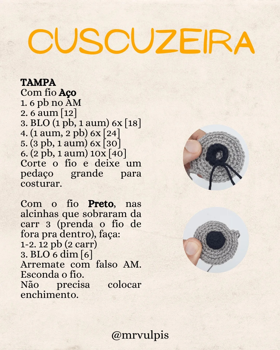 Grátis: Padrão de amigurumi Cuscuz