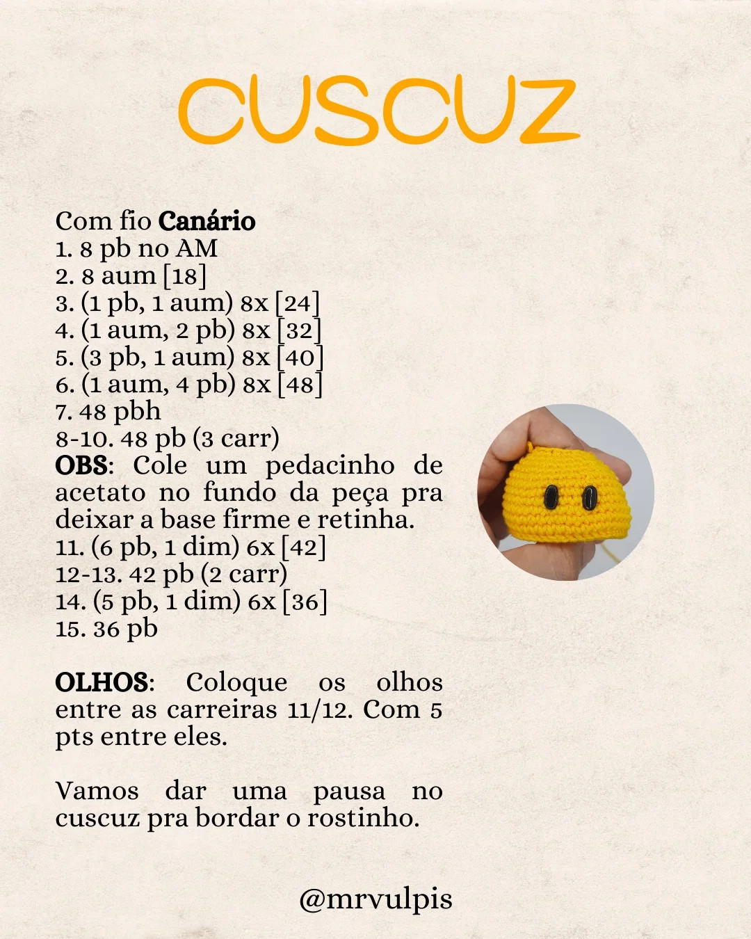 Grátis: Padrão de amigurumi Cuscuz