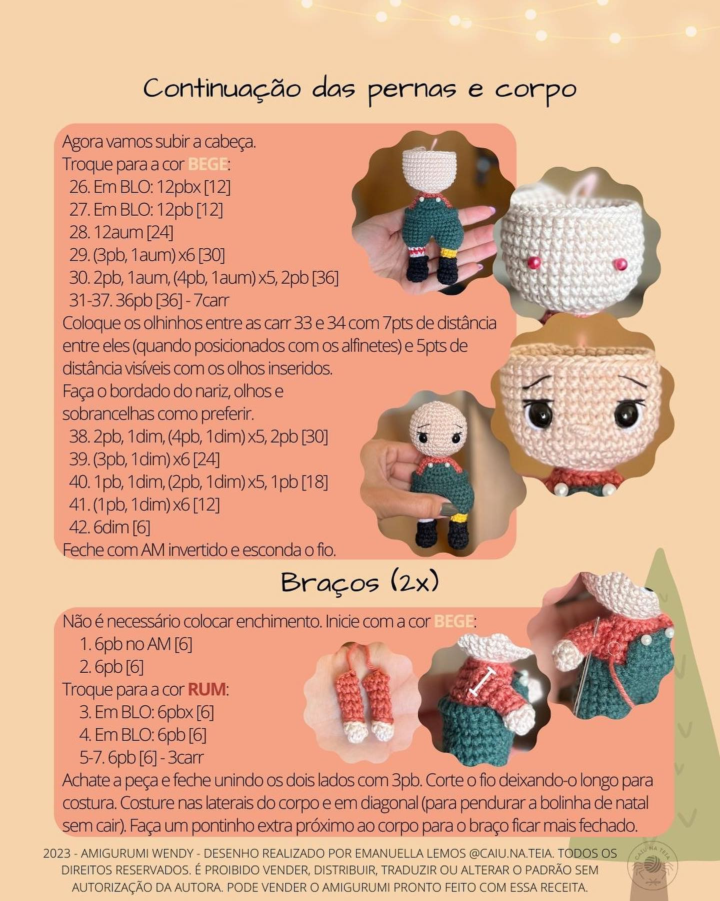 Grátis: Padrão de amigurumi da Wendy, a duende do Natal