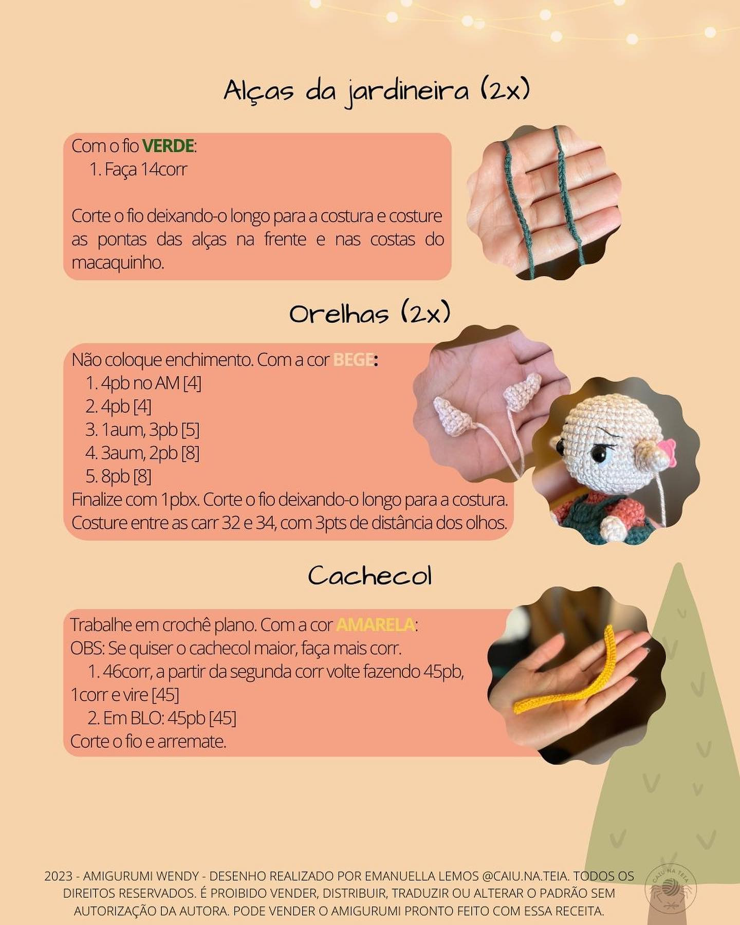 Grátis: Padrão de amigurumi da Wendy, a duende do Natal