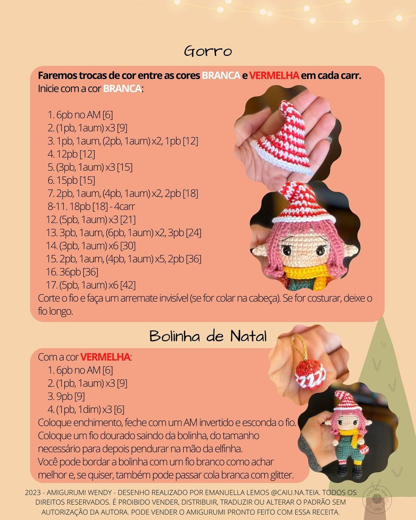 Grátis: Padrão de amigurumi da Wendy, a duende do Natal