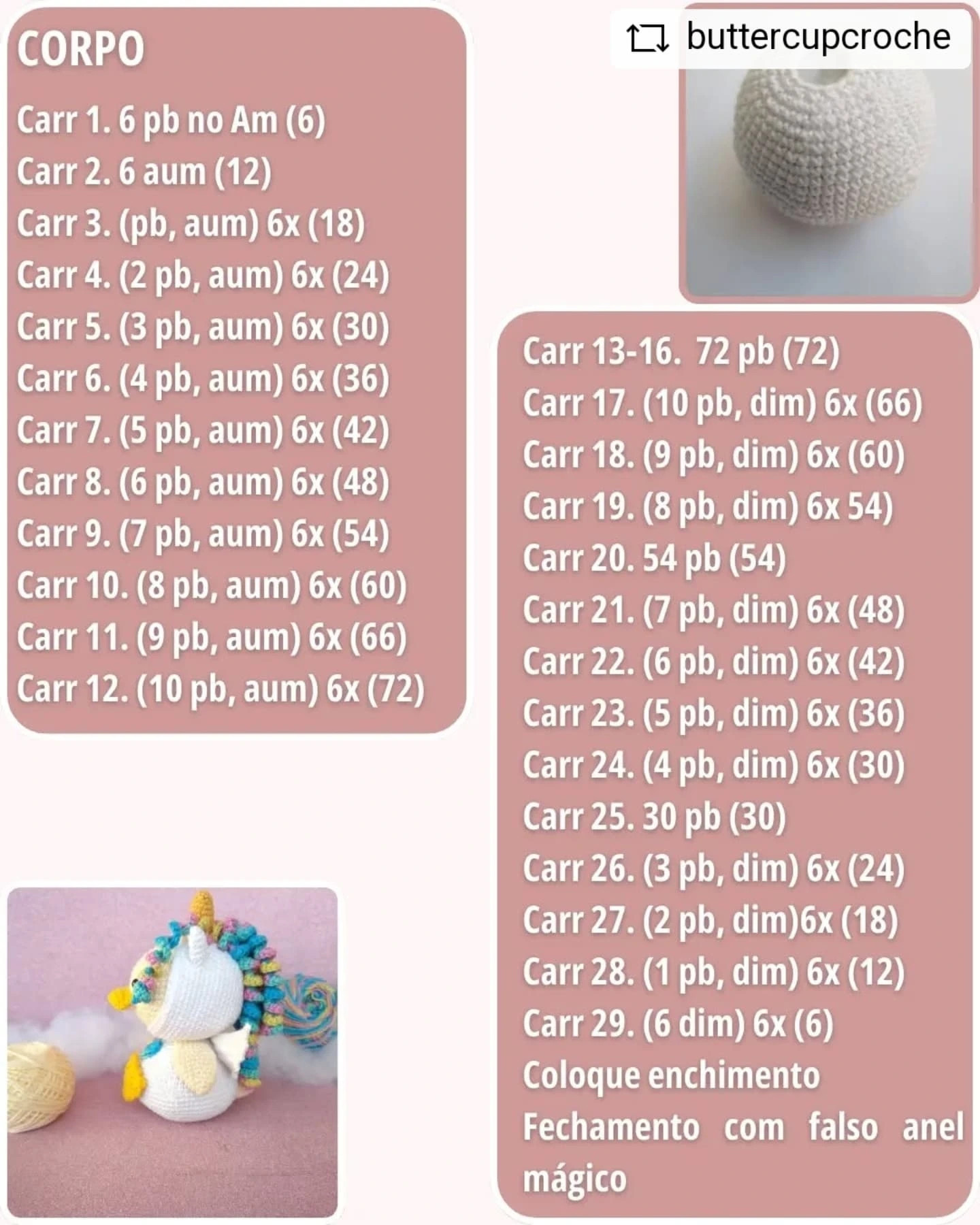 Grátis: Padrão de amigurumi de Patinho Unicórnio