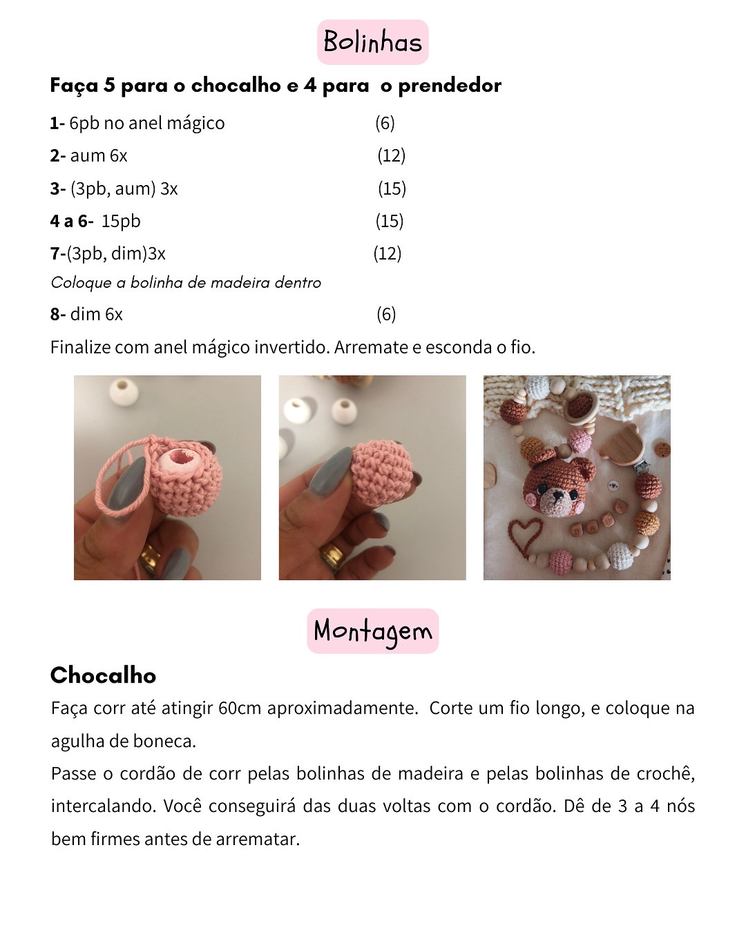 Grátis: Padrão de amigurumi ursinha Lena