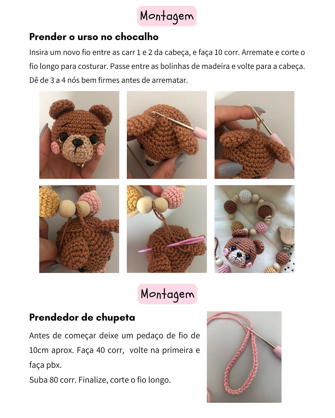 Grátis: Padrão de amigurumi ursinha Lena