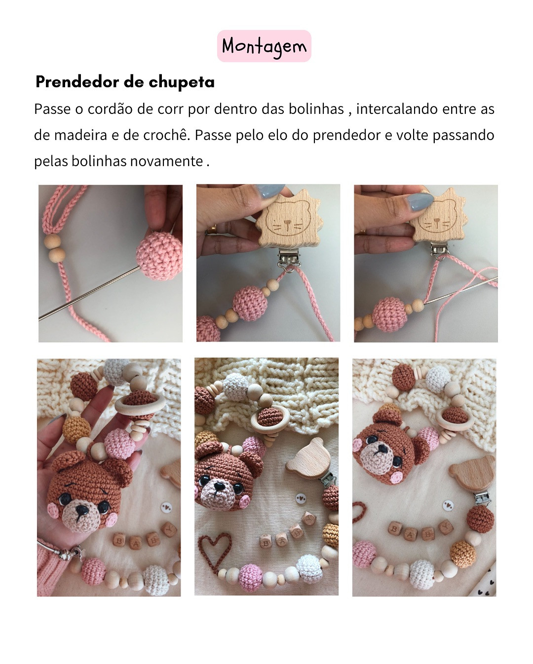 Grátis: Padrão de amigurumi ursinha Lena