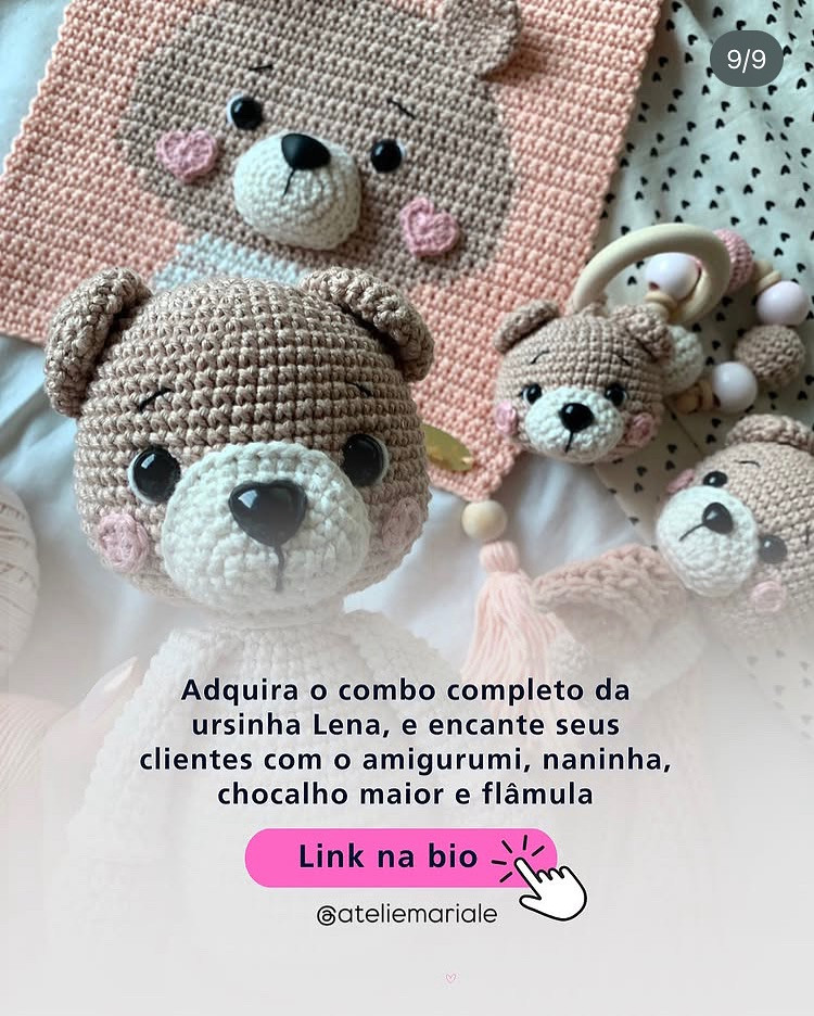 Grátis: Padrão de amigurumi ursinha Lena