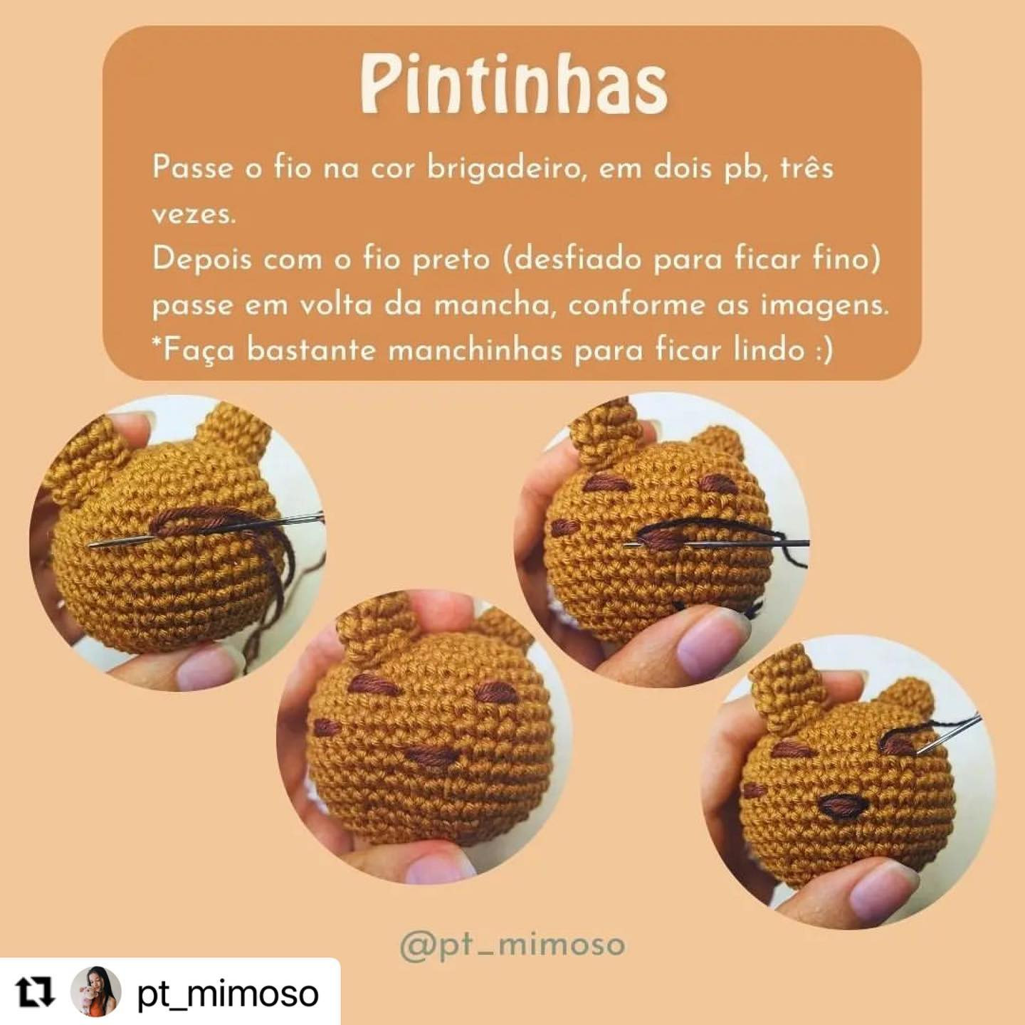 Grátis: Padrão de chaveiro onça pintada em crochê.