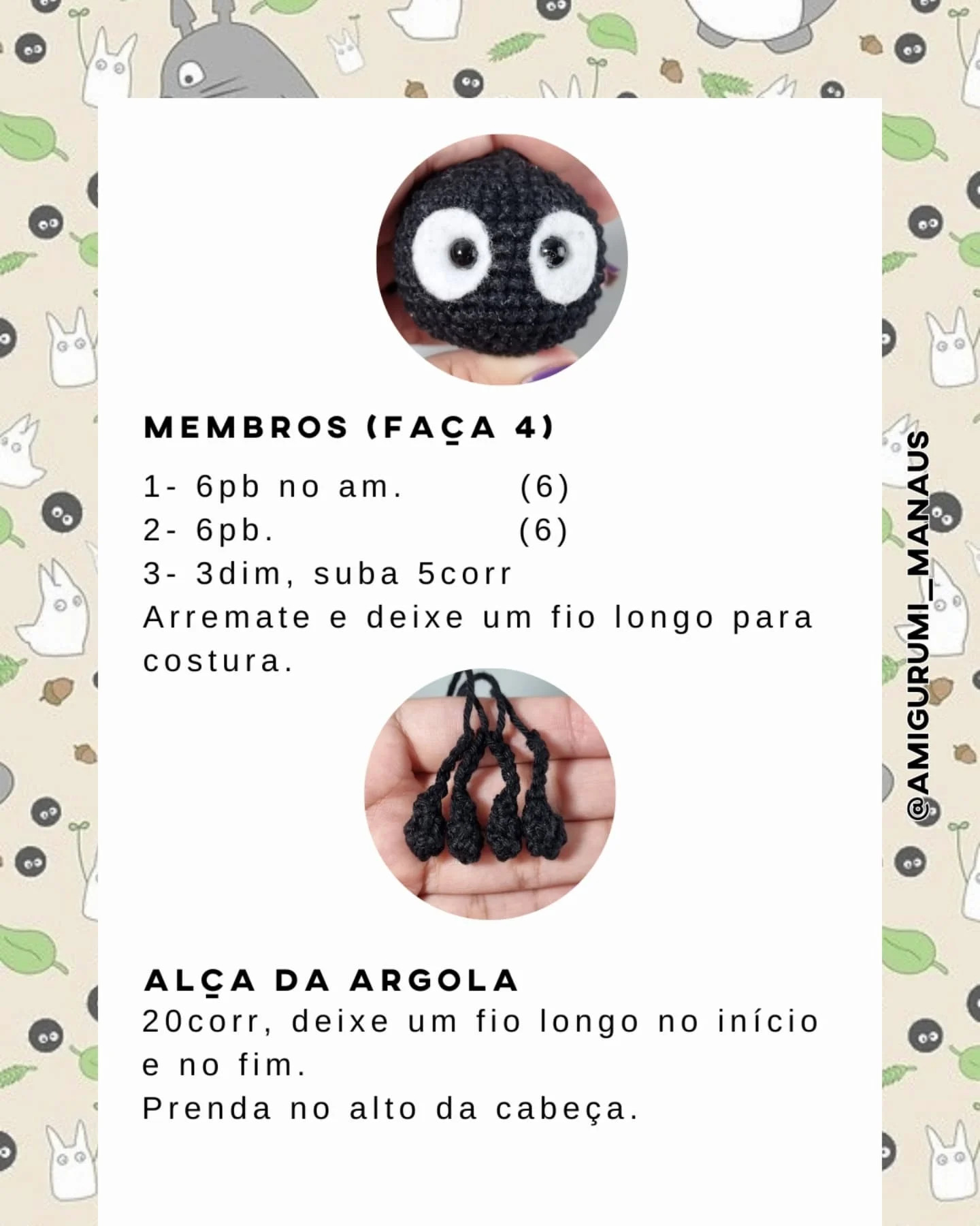 Grátis: Padrão de chaveiro Susuwatari em crochê
