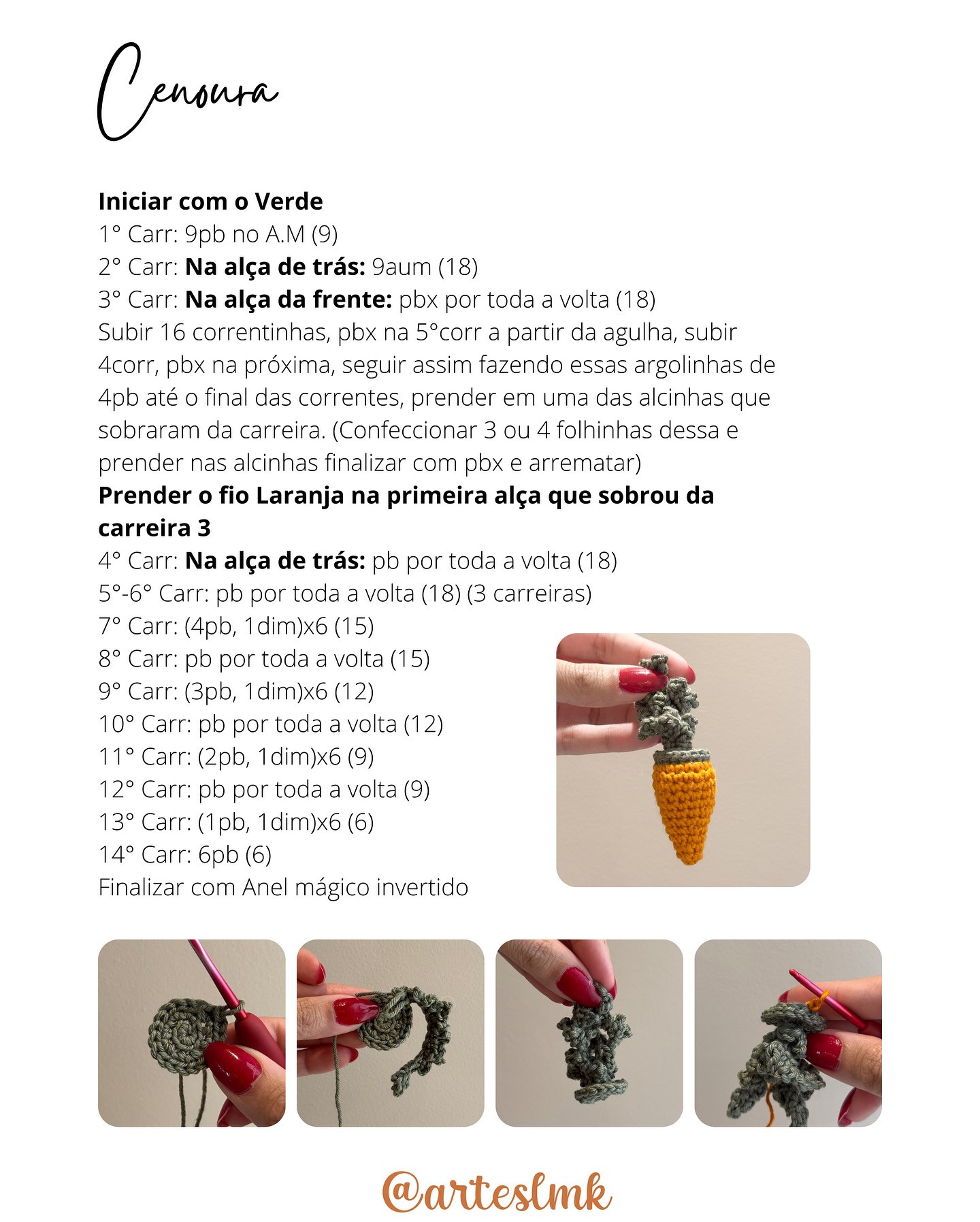 Grátis: Padrão de crochê de cestinha de Páscoa com cenouras