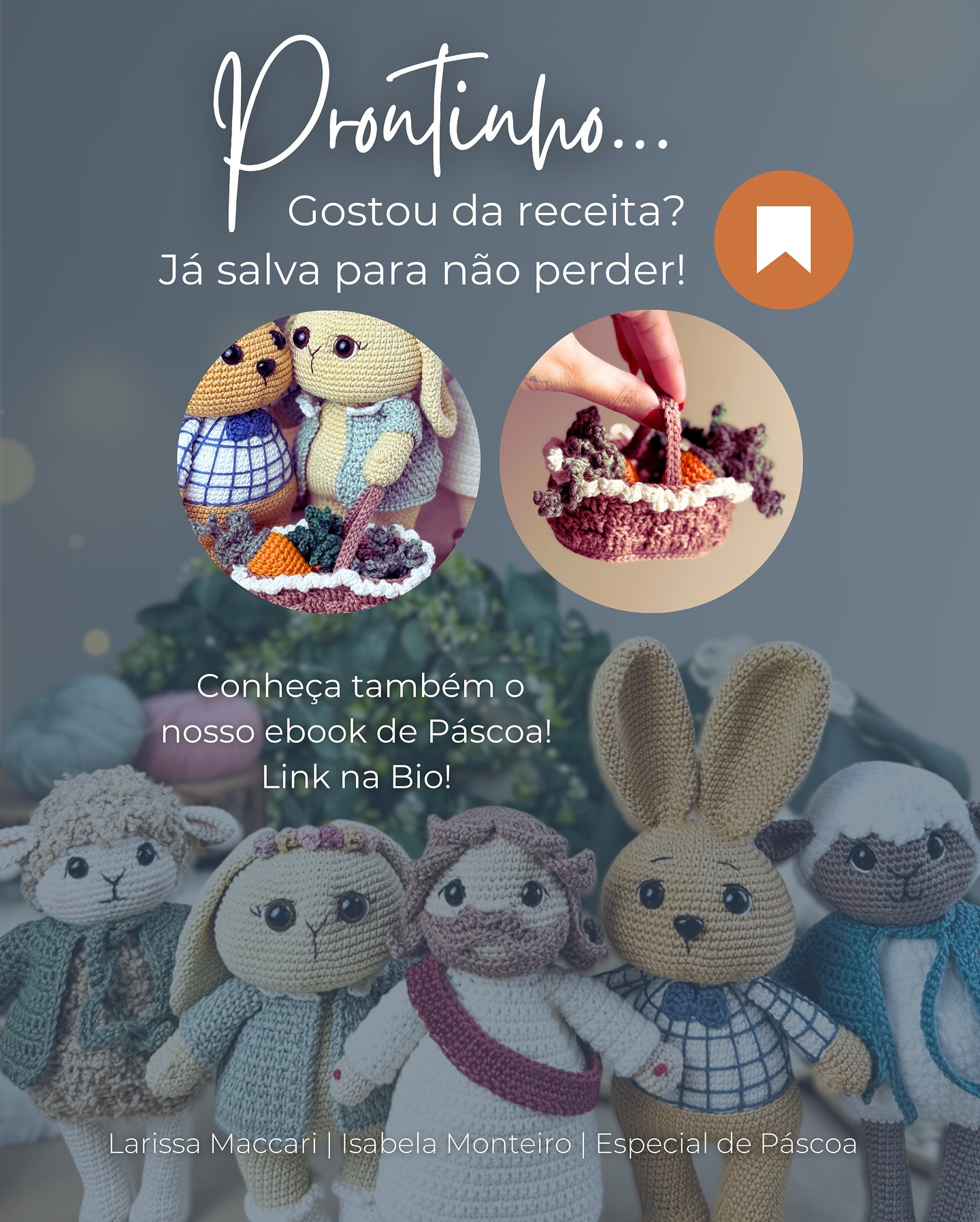 Grátis: Padrão de crochê de cestinha de Páscoa com cenouras