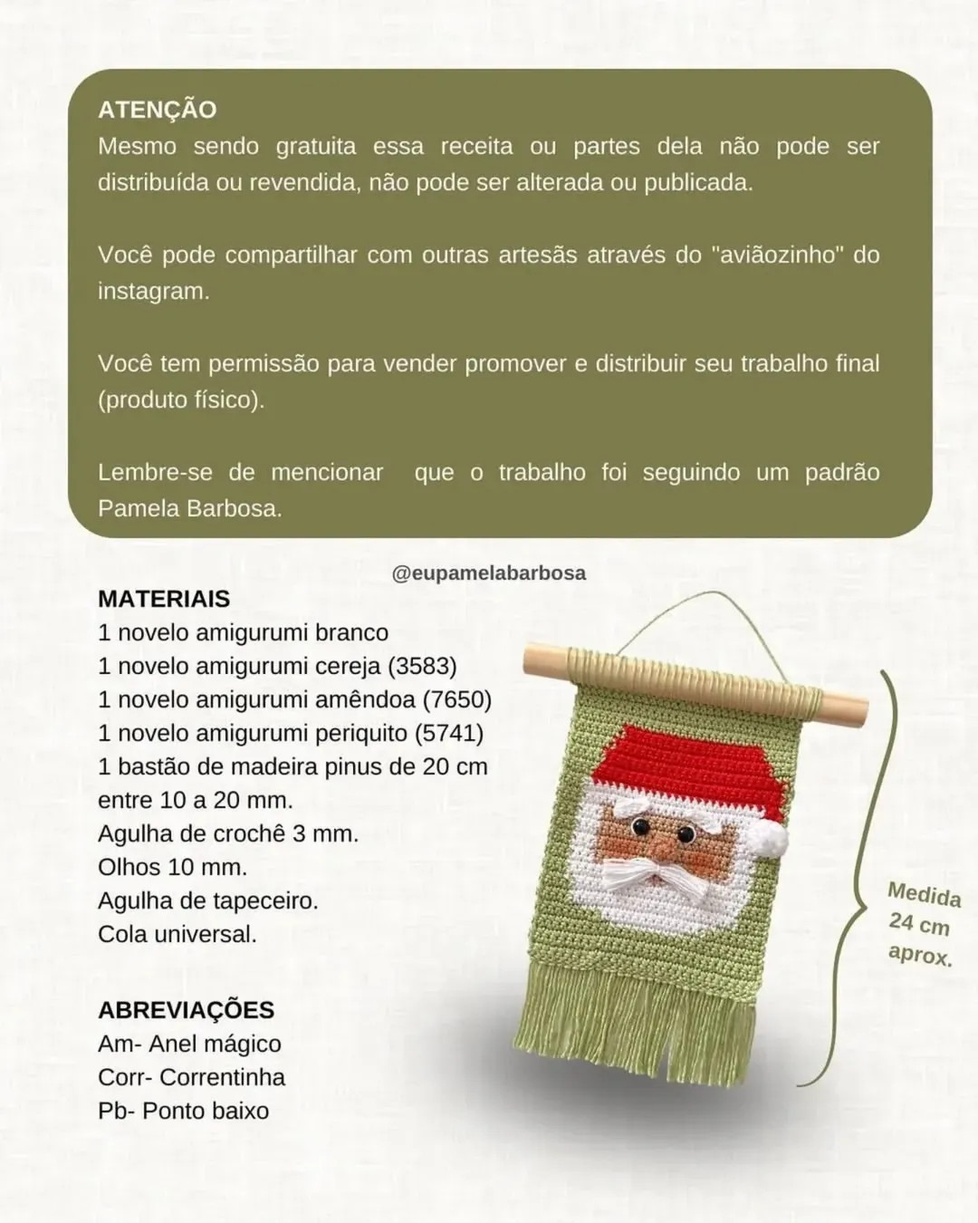 Grátis: Padrão de crochê de enfeite de Papai Noel para Natal