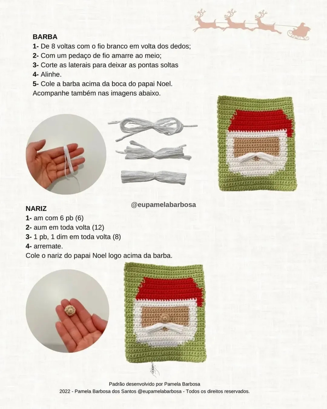 Grátis: Padrão de crochê de enfeite de Papai Noel para Natal