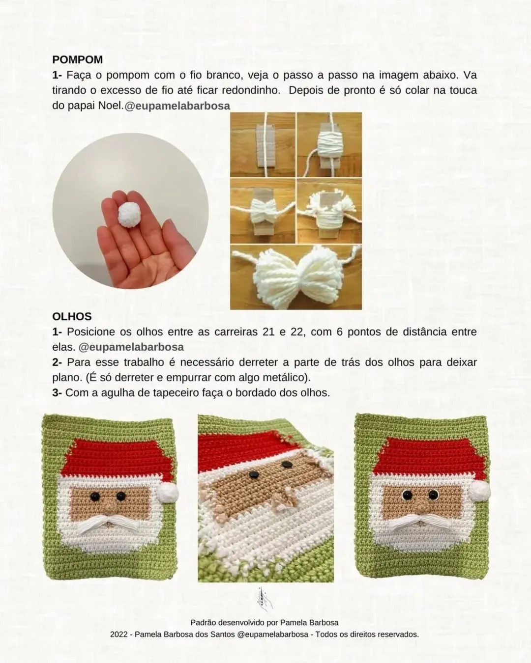 Grátis: Padrão de crochê de enfeite de Papai Noel para Natal