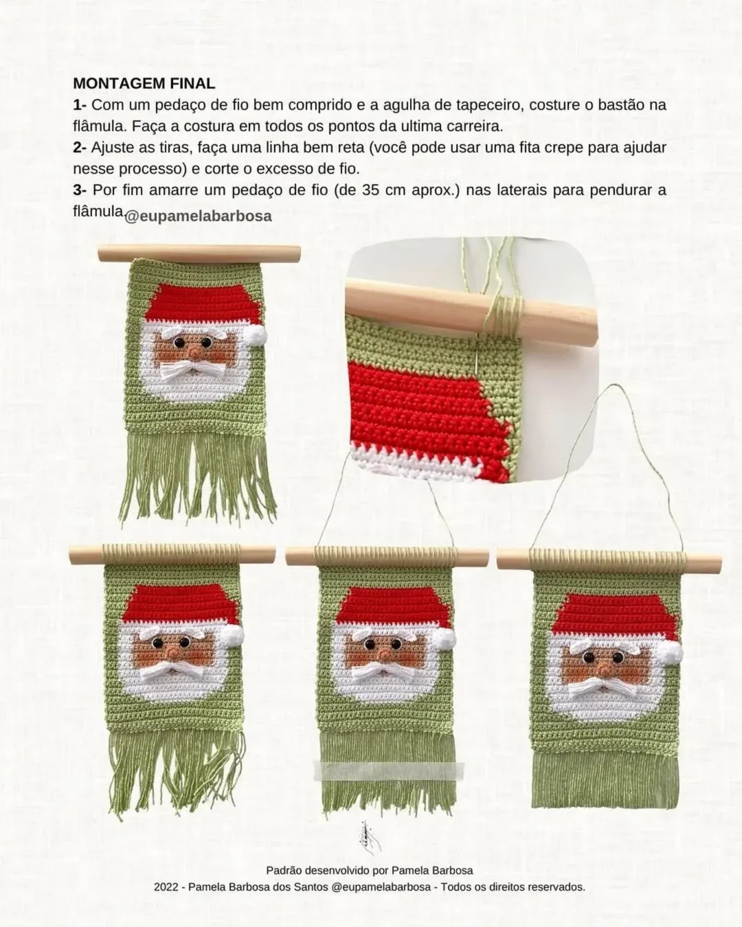 Grátis: Padrão de crochê de enfeite de Papai Noel para Natal