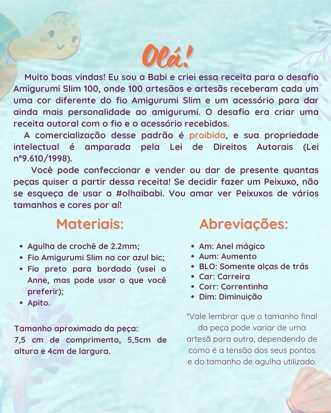 Grátis: Padrão de Crochê de Peixinho Azul