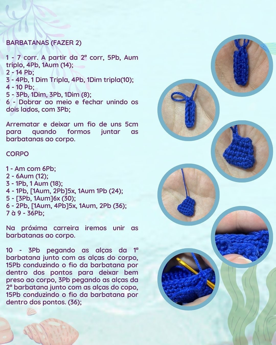 Grátis: Padrão de Crochê de Peixinho Azul