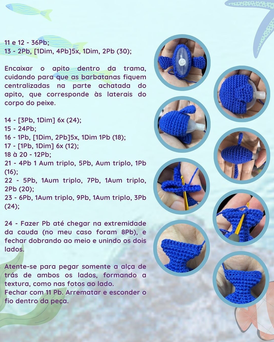 Grátis: Padrão de Crochê de Peixinho Azul