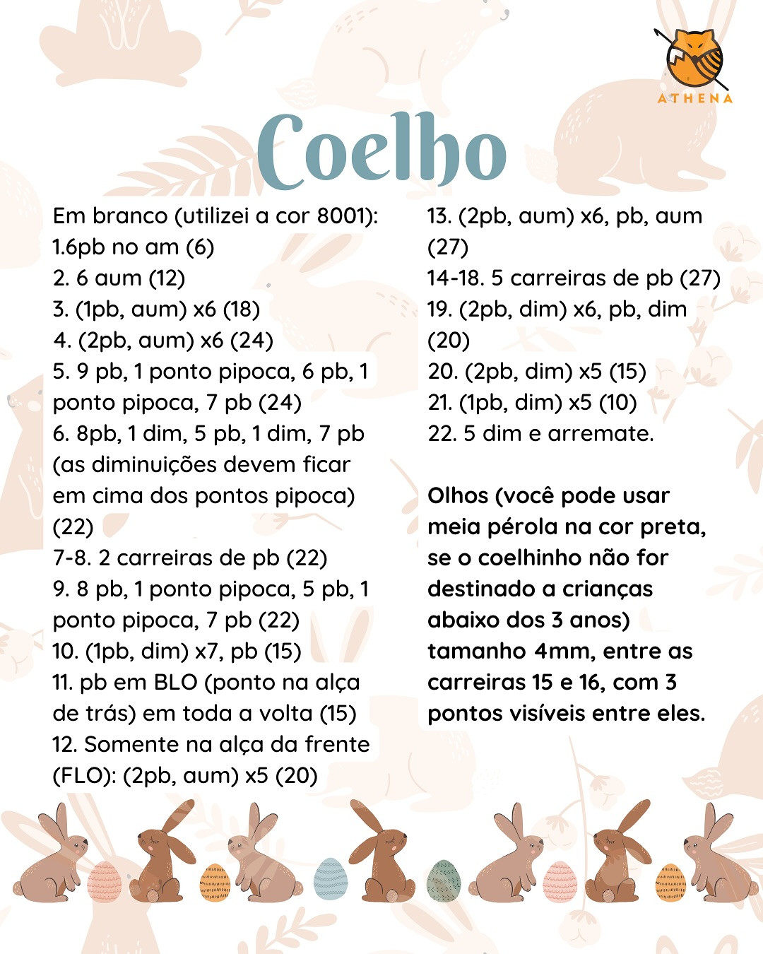 Grátis: Padrão de Crochê para Mini Coelho com Mochilinha