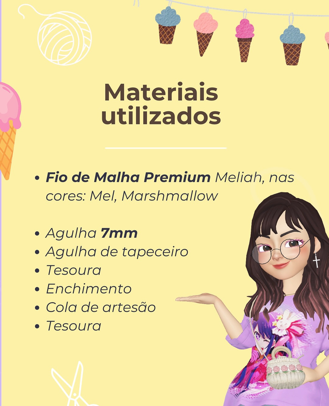 Grátis: Padrão de crochê para sorvete amigurumi