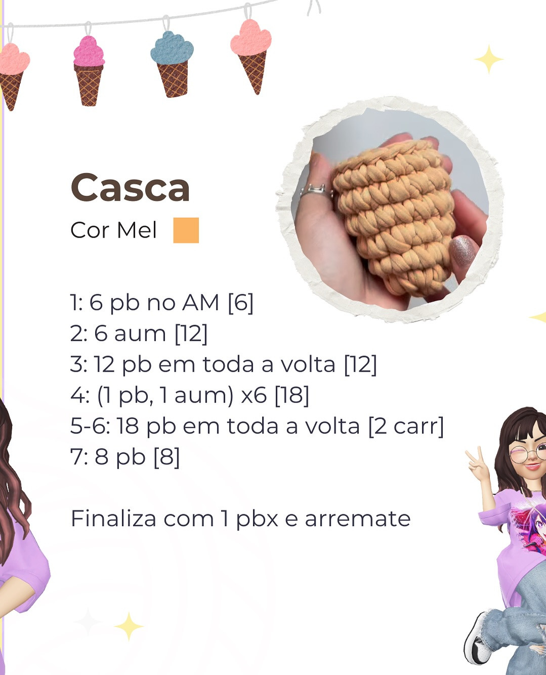 Grátis: Padrão de crochê para sorvete amigurumi