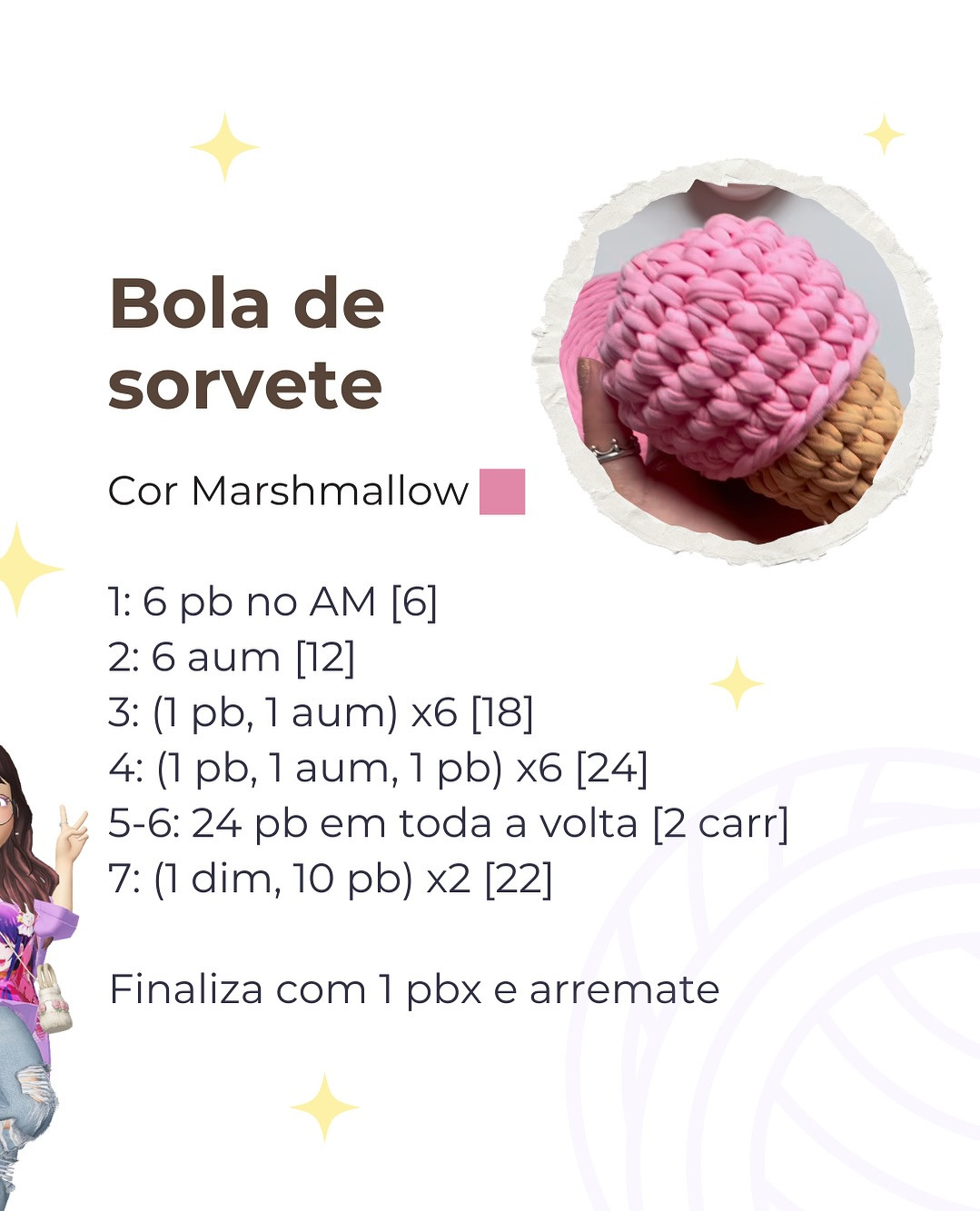 Grátis: Padrão de crochê para sorvete amigurumi