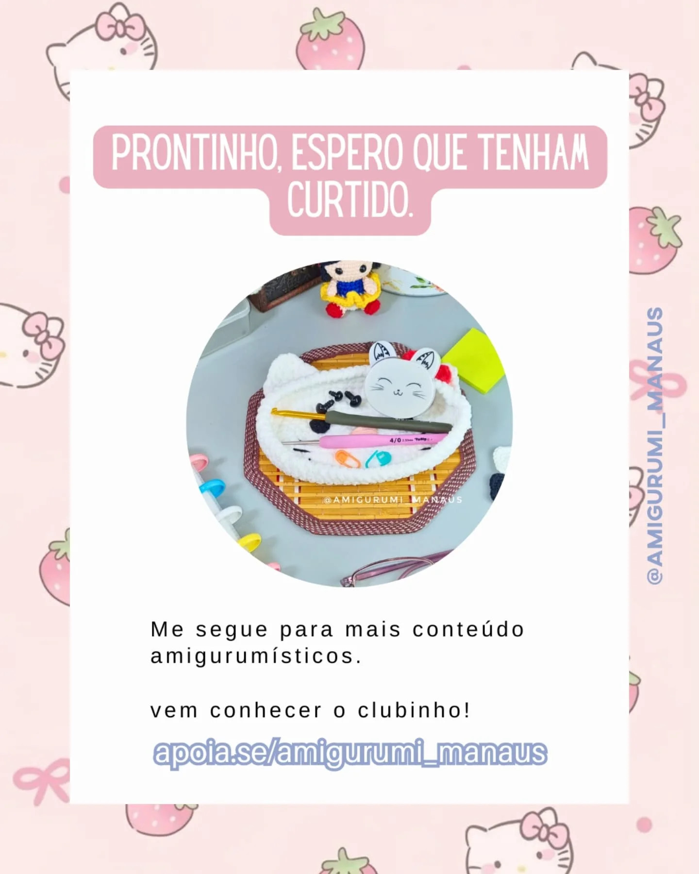 Grátis: Porta-óculos Hello Kitty em crochê