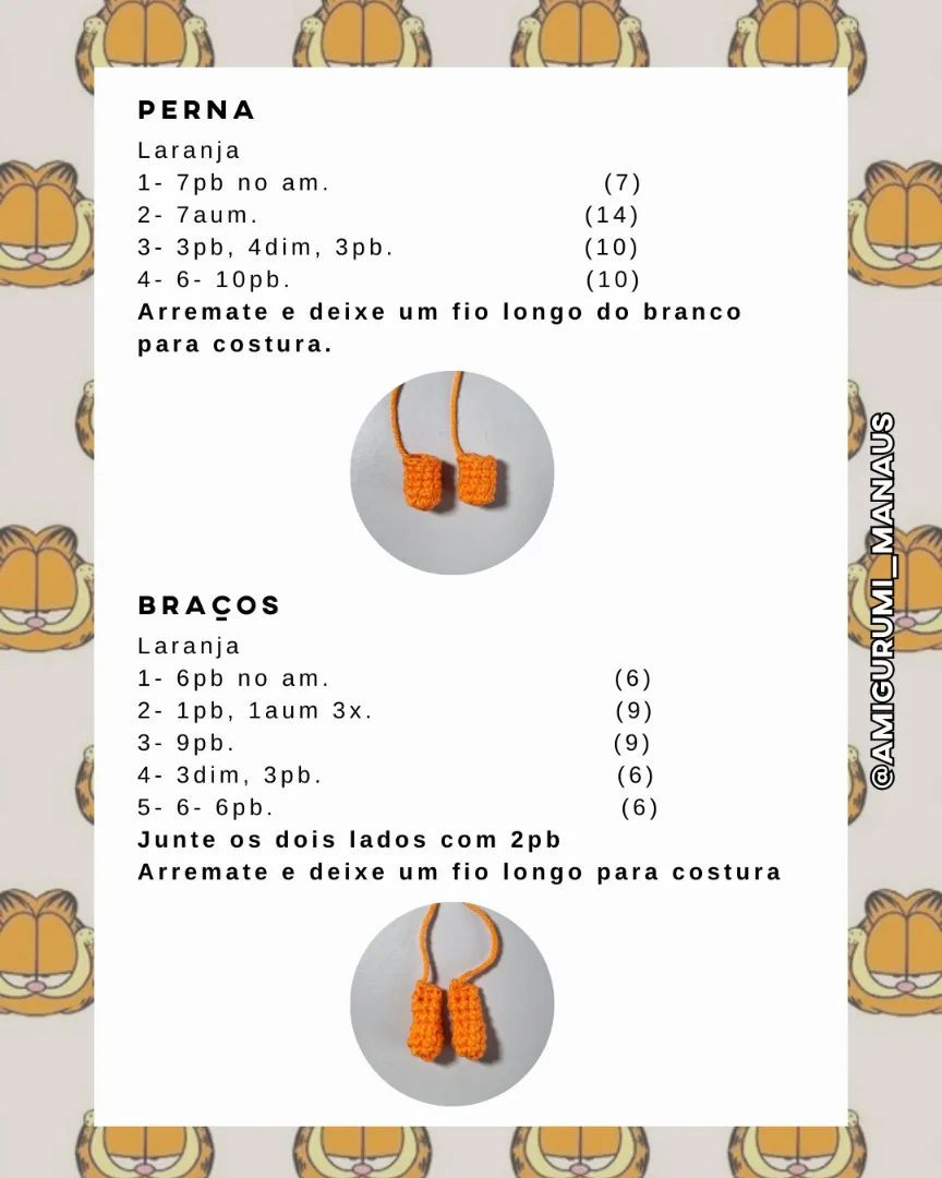 Grátis:  Receita de chaveiro amigurumi Baby Garfield