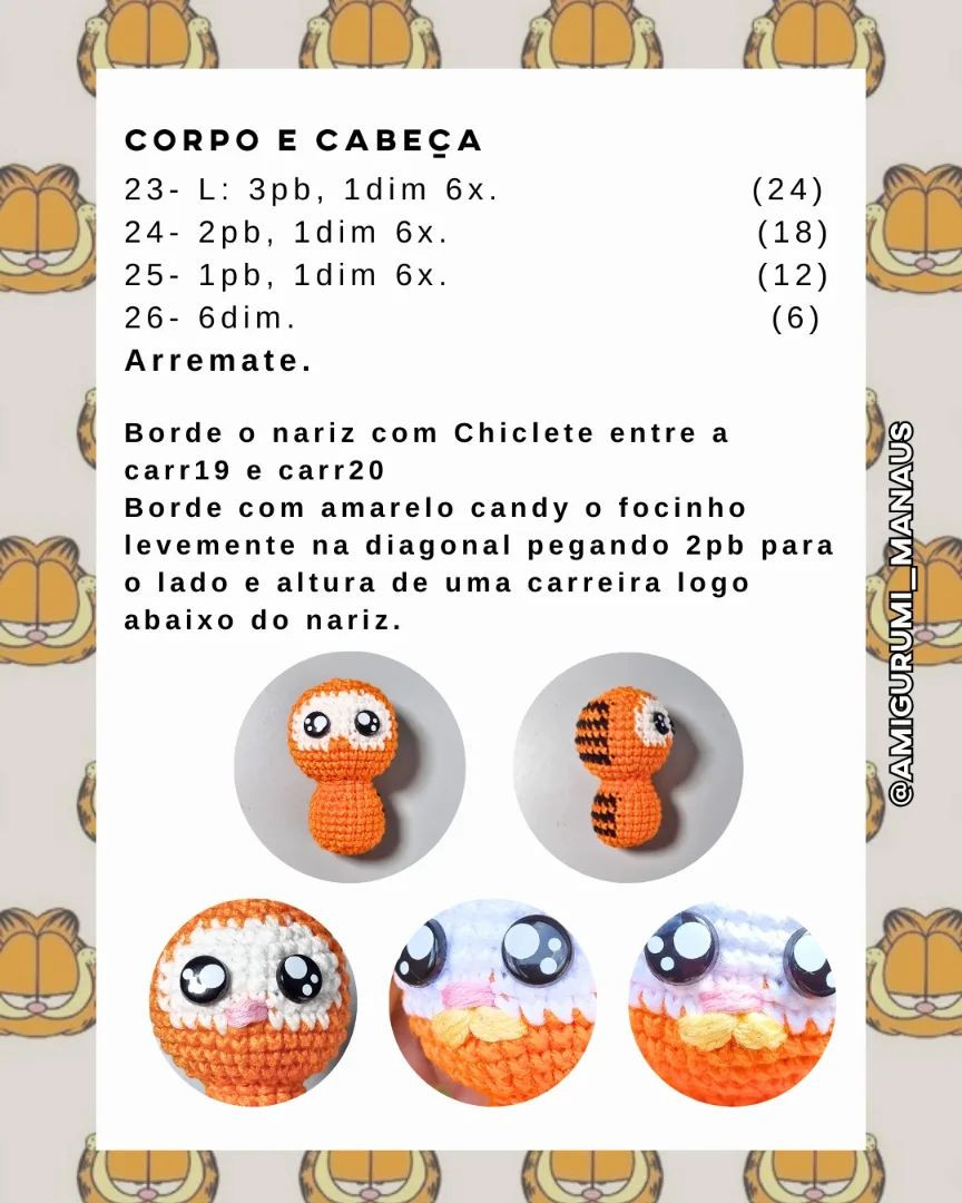 Grátis:  Receita de chaveiro amigurumi Baby Garfield