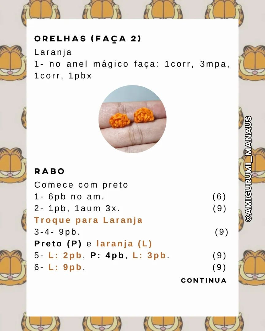 Grátis:  Receita de chaveiro amigurumi Baby Garfield
