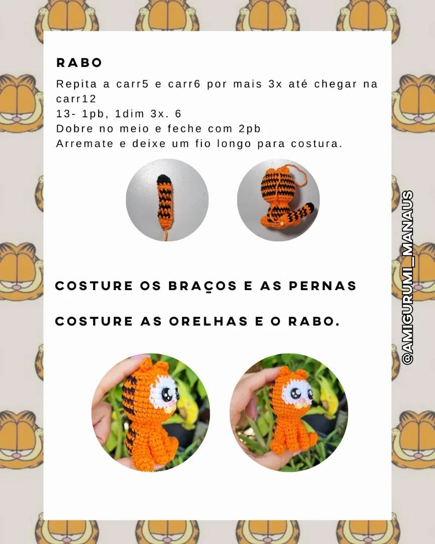 Grátis:  Receita de chaveiro amigurumi Baby Garfield