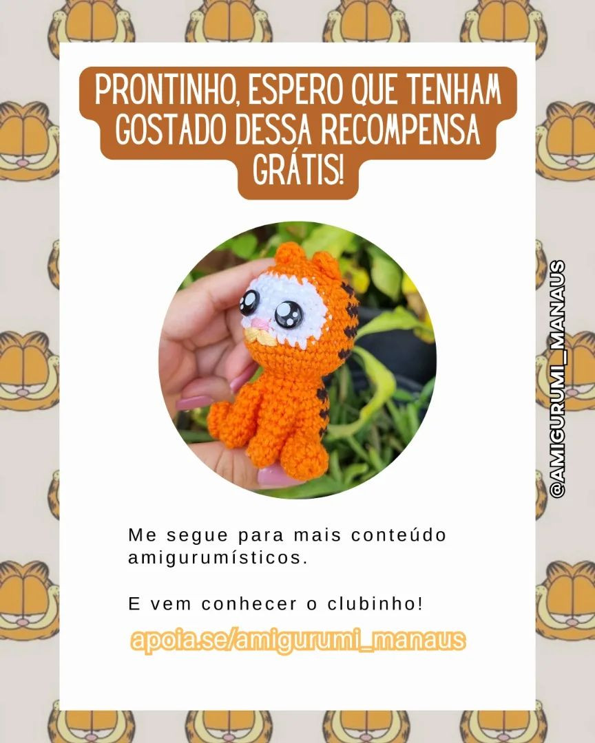 Grátis:  Receita de chaveiro amigurumi Baby Garfield