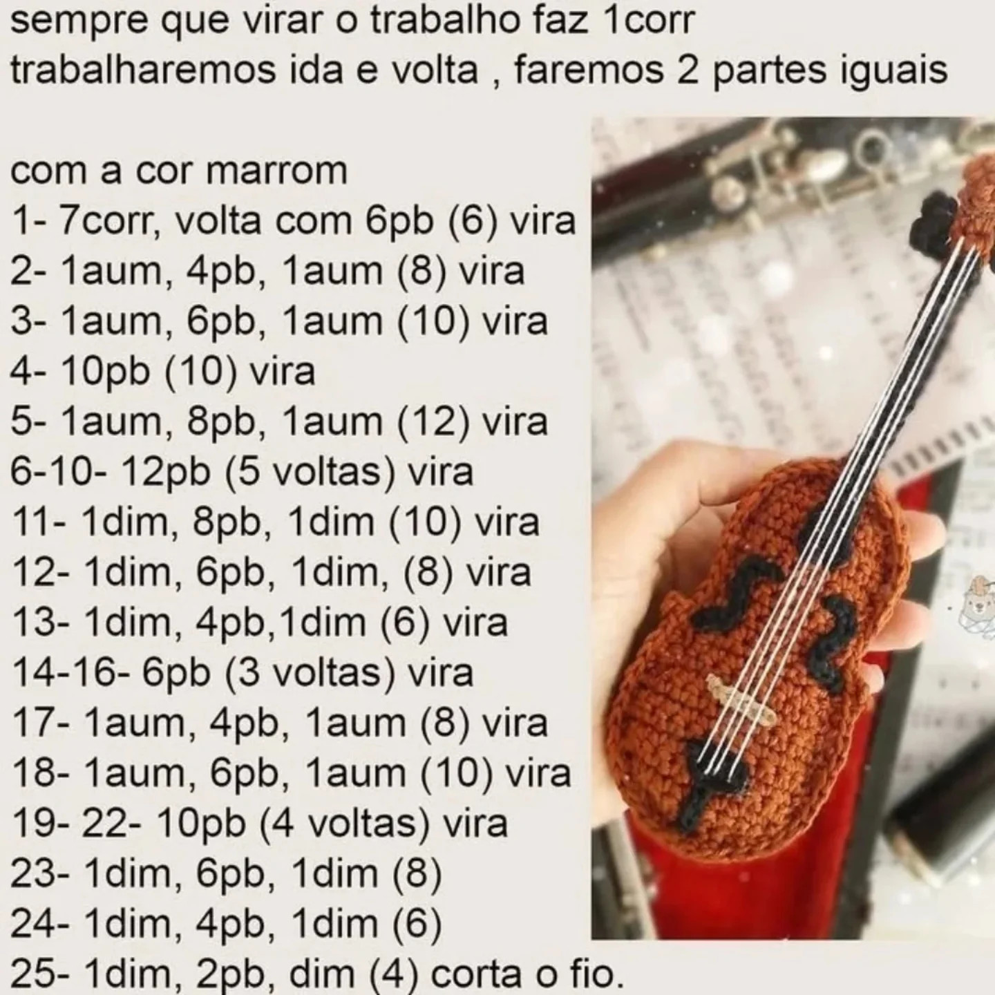Grátis receita de crochê de violino