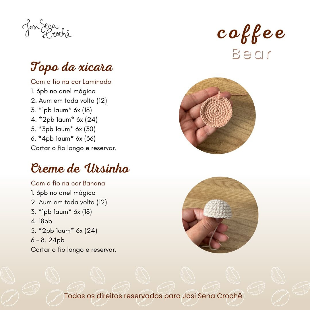 Grátis: Ursinho em Caneca de Café - Amigurumi Crochê
