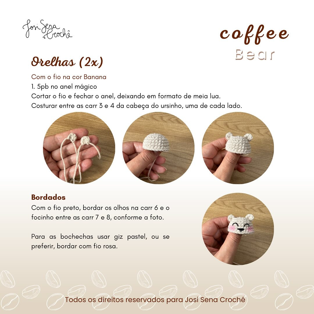 Grátis: Ursinho em Caneca de Café - Amigurumi Crochê